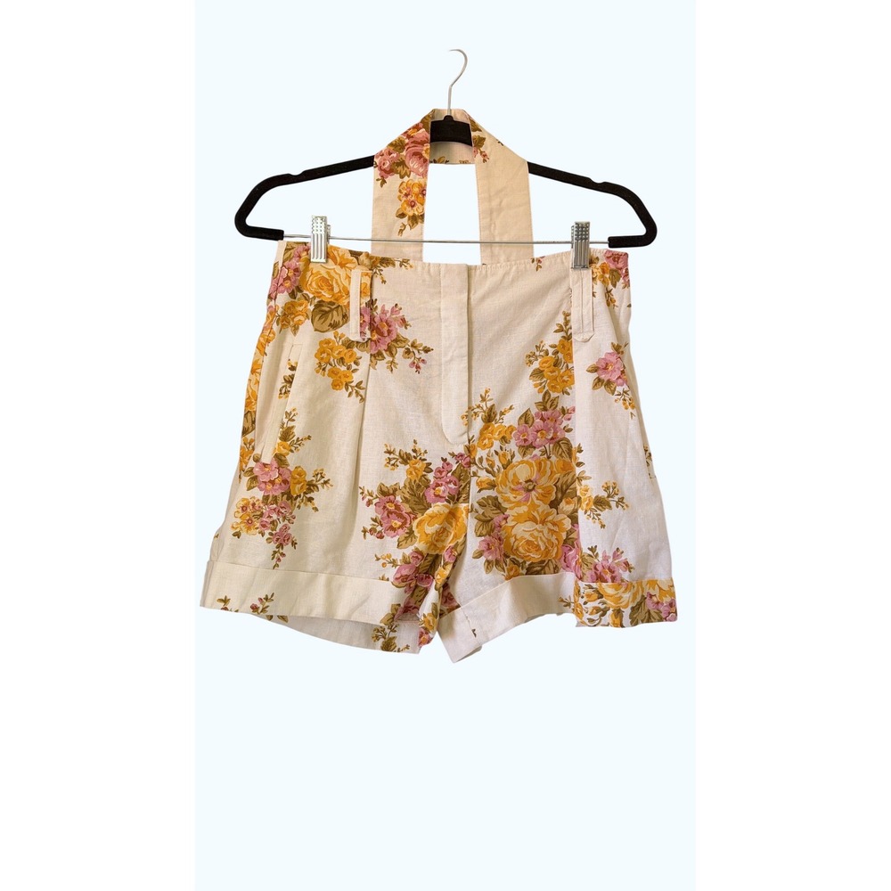 Sezane Women's Linen Shorts Paperbag Floral Belt US 8 / FR 40 - Picture 3 of 9